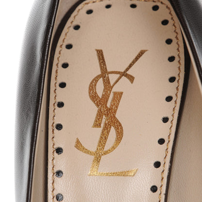 Saint Laurent Calfskin Emma 100 Ankle Strap Peep Toe Wedge 41 Chocolate 8 of 10