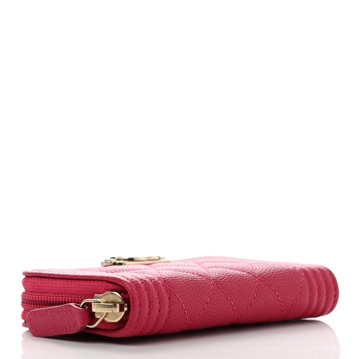 Chanel Caviar Quilted Boy Zip Around Coin Purse Wallet Dark Pink 4 of 7