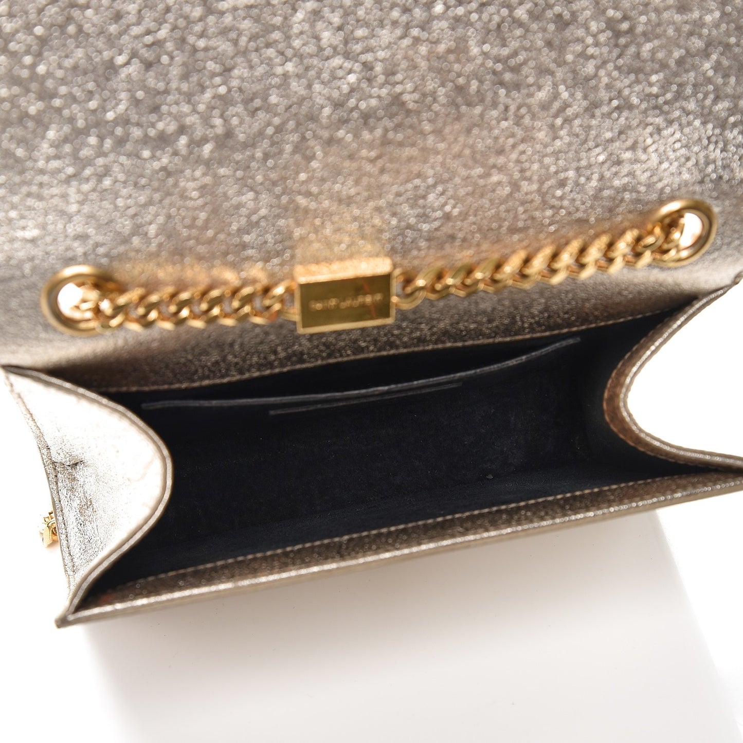 Metallic Calfskin Small Classic Monogram Kate Satchel Pale Gold