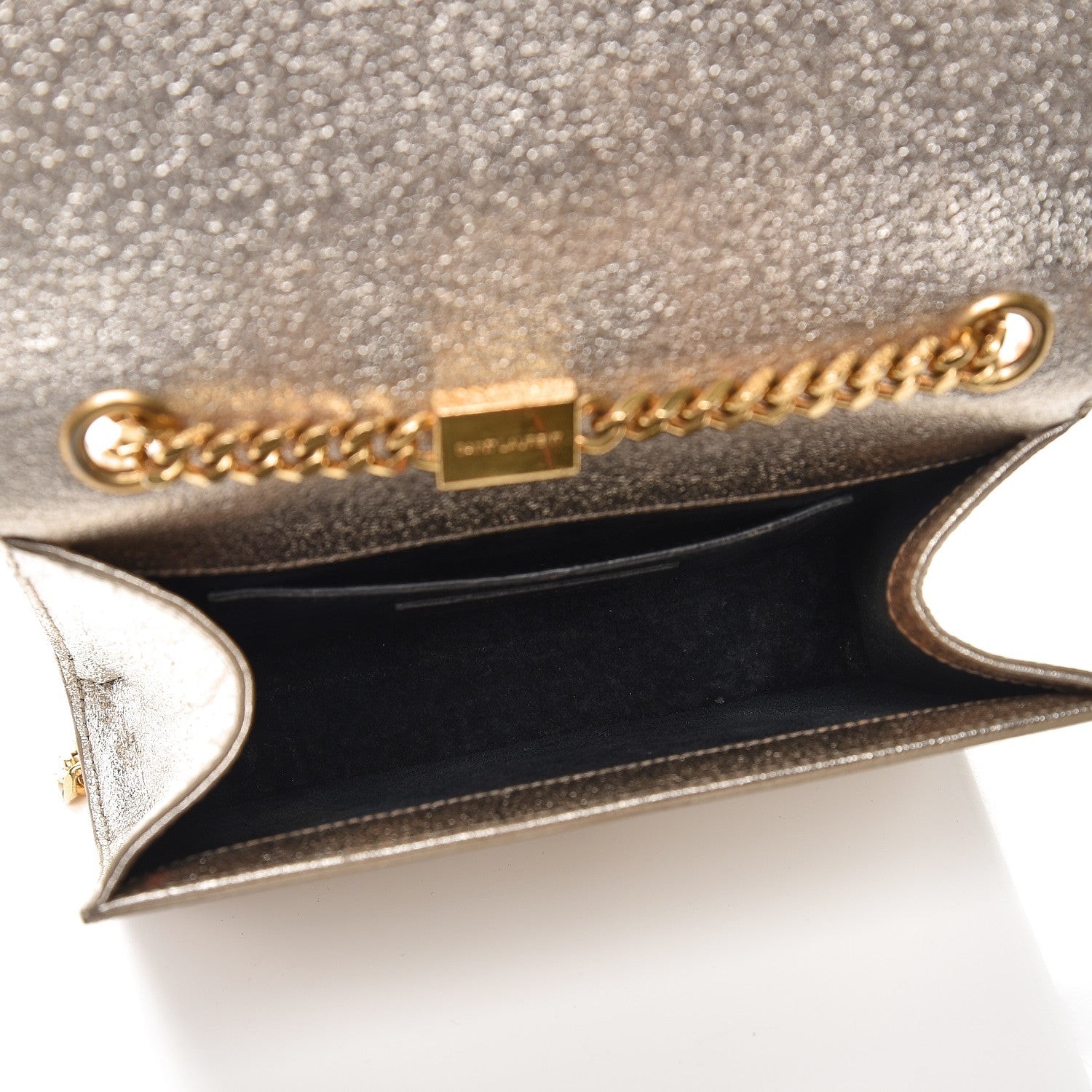 Saint Laurent Metallic Calfskin Small Classic Monogram Kate Satchel Pale Gold 6 of 10