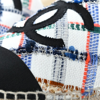 Chanel Tweed Grosgrain CC Espadrilles 39 White Blue Pink Green Black 11 of 11