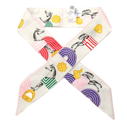 Hermes Silk Garde Robe Pop Charms Twilly White Multicolor 1 of 4
