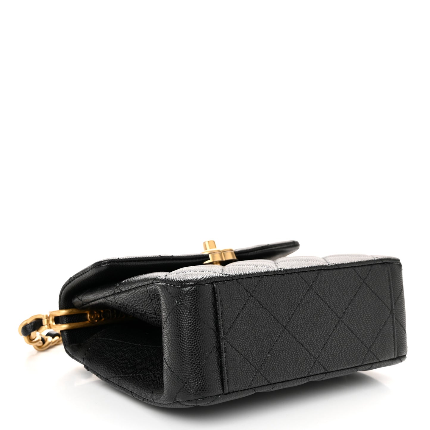 Caviar Quilted 31 Rue Cambon Mini Top Handle Flap Black