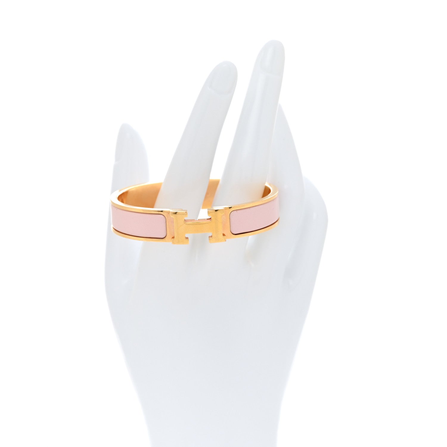 Hermes Enamel Narrow Clic Clac H Bracelet PM Rose Candeur 2 of 4