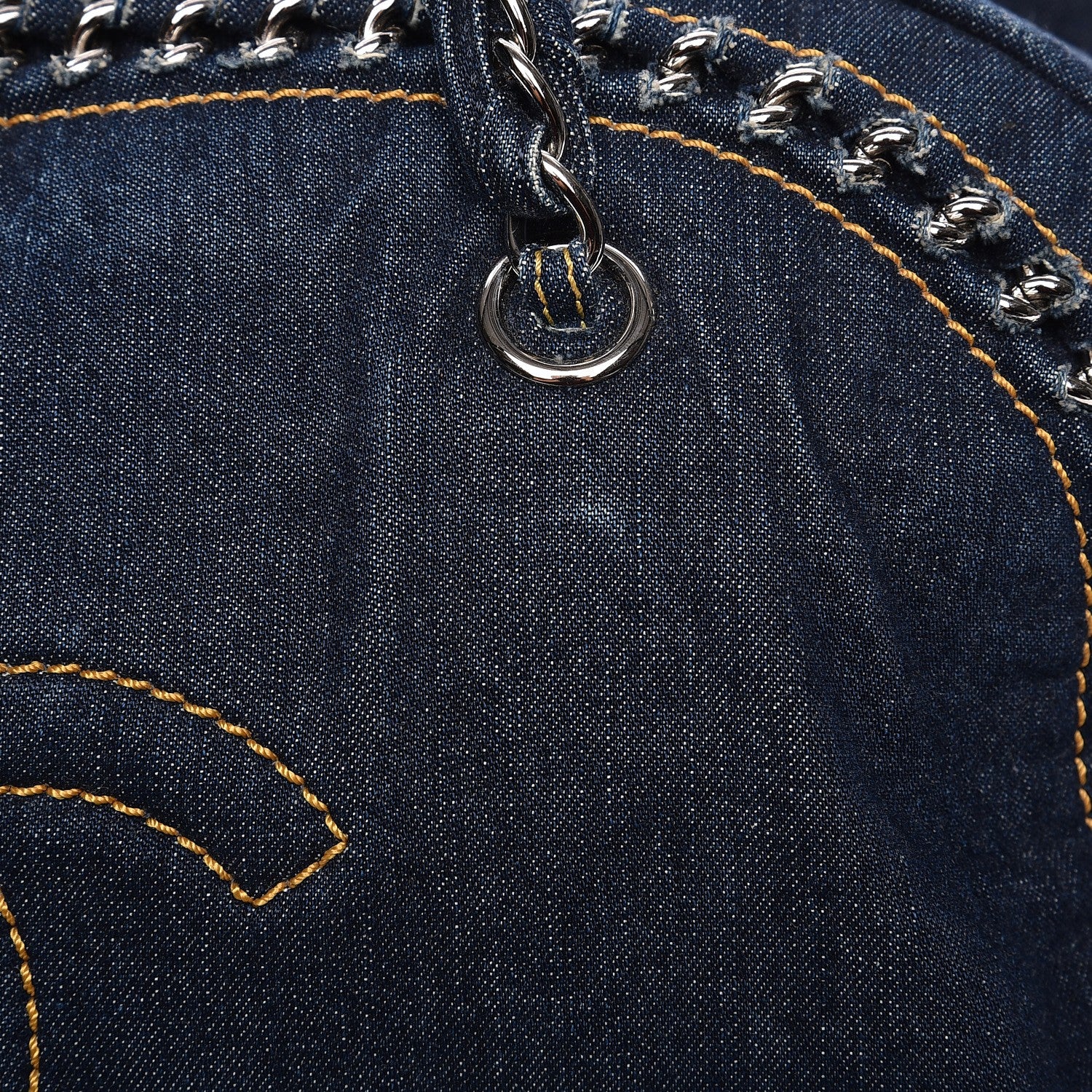 Chanel Denim Luxe Ligne Large Bowler Blue 8 of 12