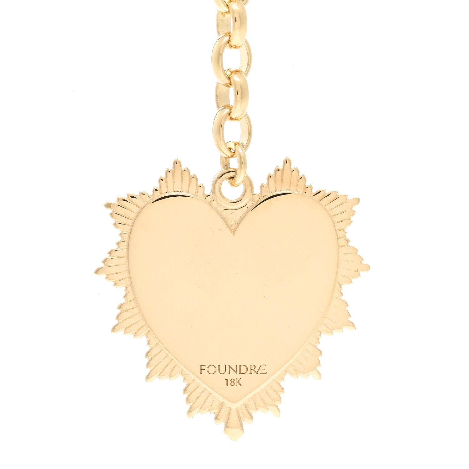 Foundrae 18K Yellow Gold Heart Token Love Medallion Heavy Belcher Chain Necklace 4 of 4