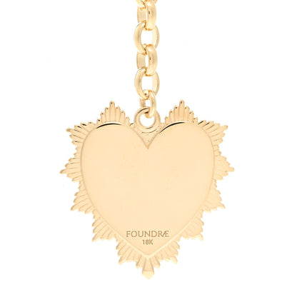 Foundrae 18K Yellow Gold Heart Token Love Medallion Heavy Belcher Chain Necklace 4 of 4