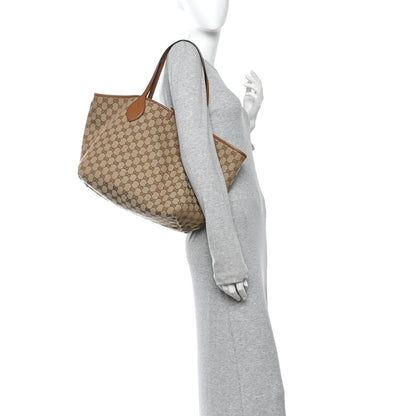 Gucci Grained Calfskin Monogram Large Totissima Reversible Tote Brown 2 of 11