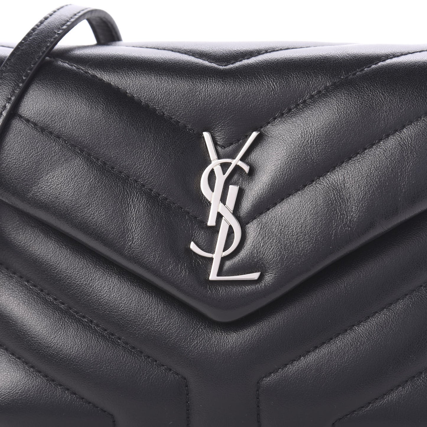Calfskin Y Quilted Monogram Toy Loulou Crossbody Bag Black