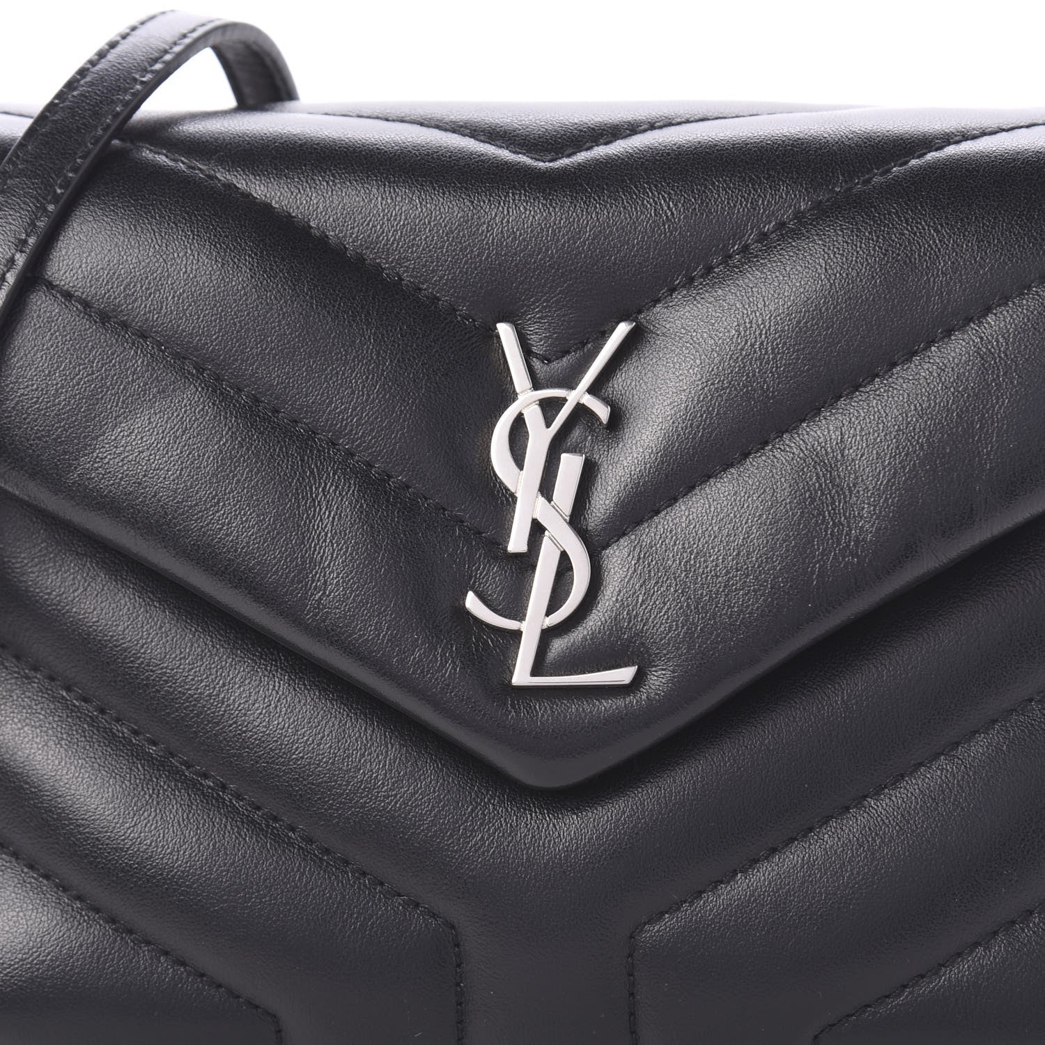 Saint Laurent Calfskin Y Quilted Monogram Toy Loulou Crossbody Bag Black 9 of 10