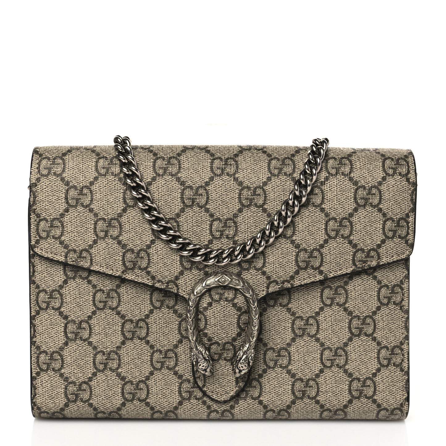GG Supreme Monogram Mini Dionysus Chain Wallet Beige Black