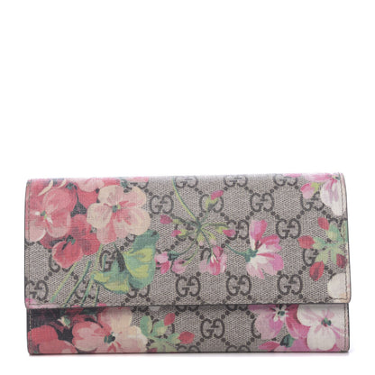 Gucci GG Supreme Monogram Blooms Continental Wallet Beige Multicolor Dry Rose 1 of 7