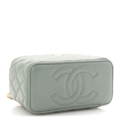Chanel Lambskin Quilted Small Top Handle Vanity Case With Chain Light Blue 3 of 9