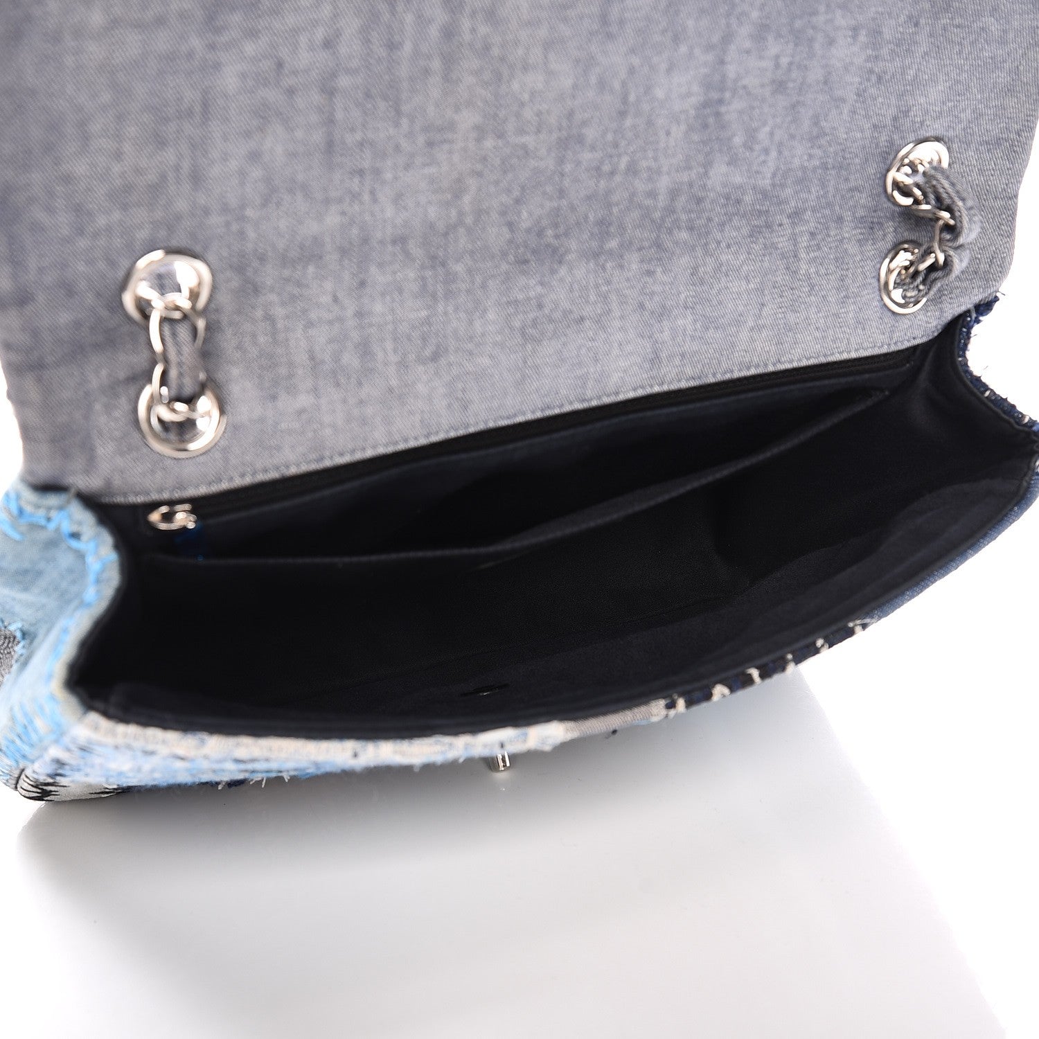 Chanel Denim Tweed Patchwork Jumbo Single Flap Blue 5 of 9