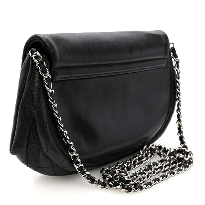 Chanel Lambskin Quilted Half Moon Wallet On Chain WOC Dark Grey 3 of 10