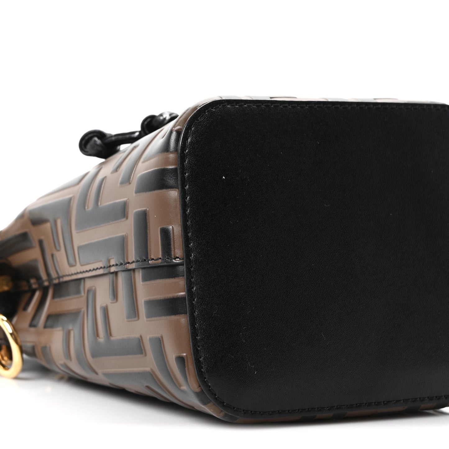 Vitello Liberty F is Fendi Bi-Color FF 1974 Embossed Mini Mon Tresor Bucket Bag Maya Black