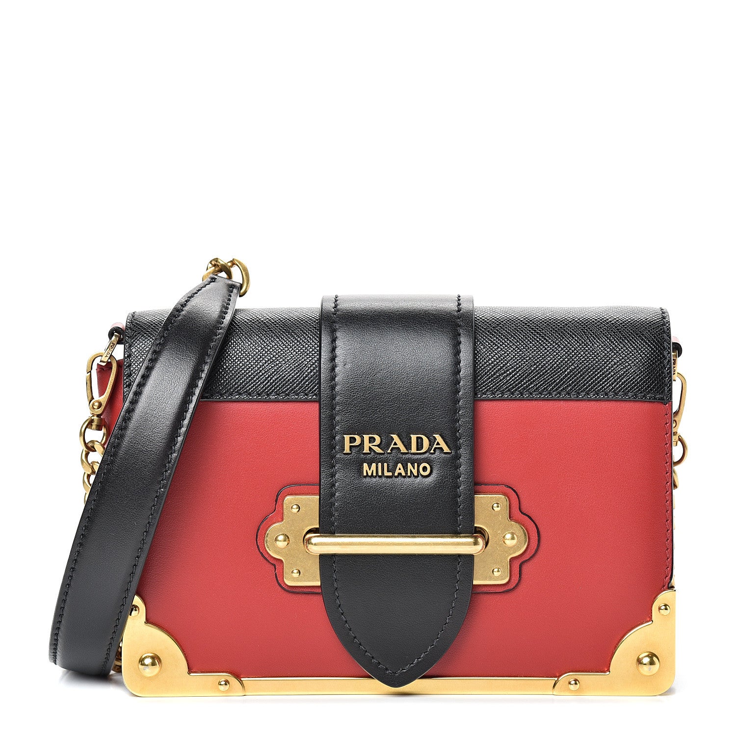 Prada City Calfskin Saffiano Cahier Bag Fuoco Black 1 of 8