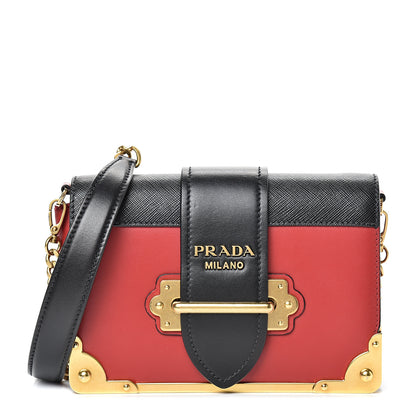 Prada City Calfskin Saffiano Cahier Bag Fuoco Black 1 of 8