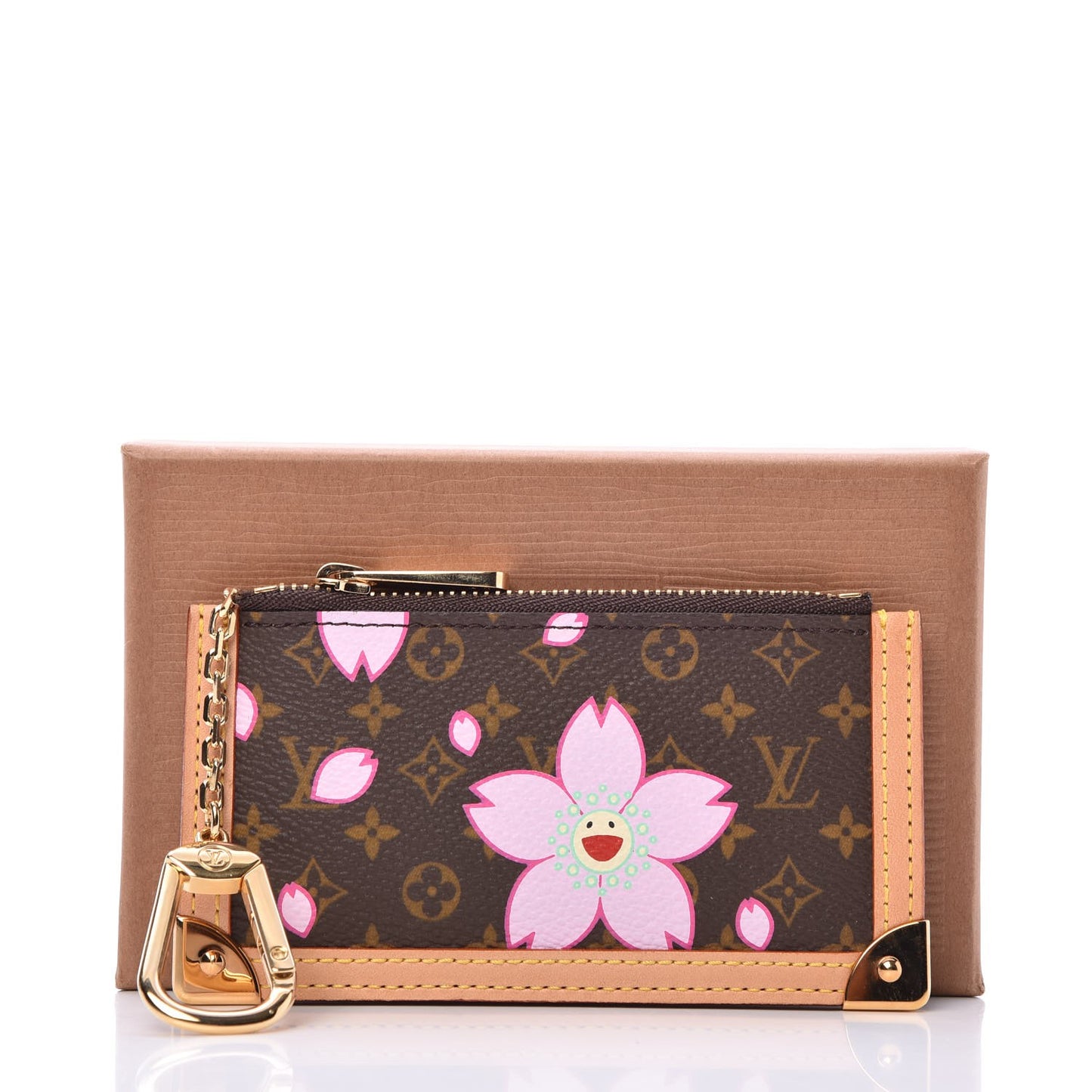 Monogram Cherry Blossom Key Pouch Brown