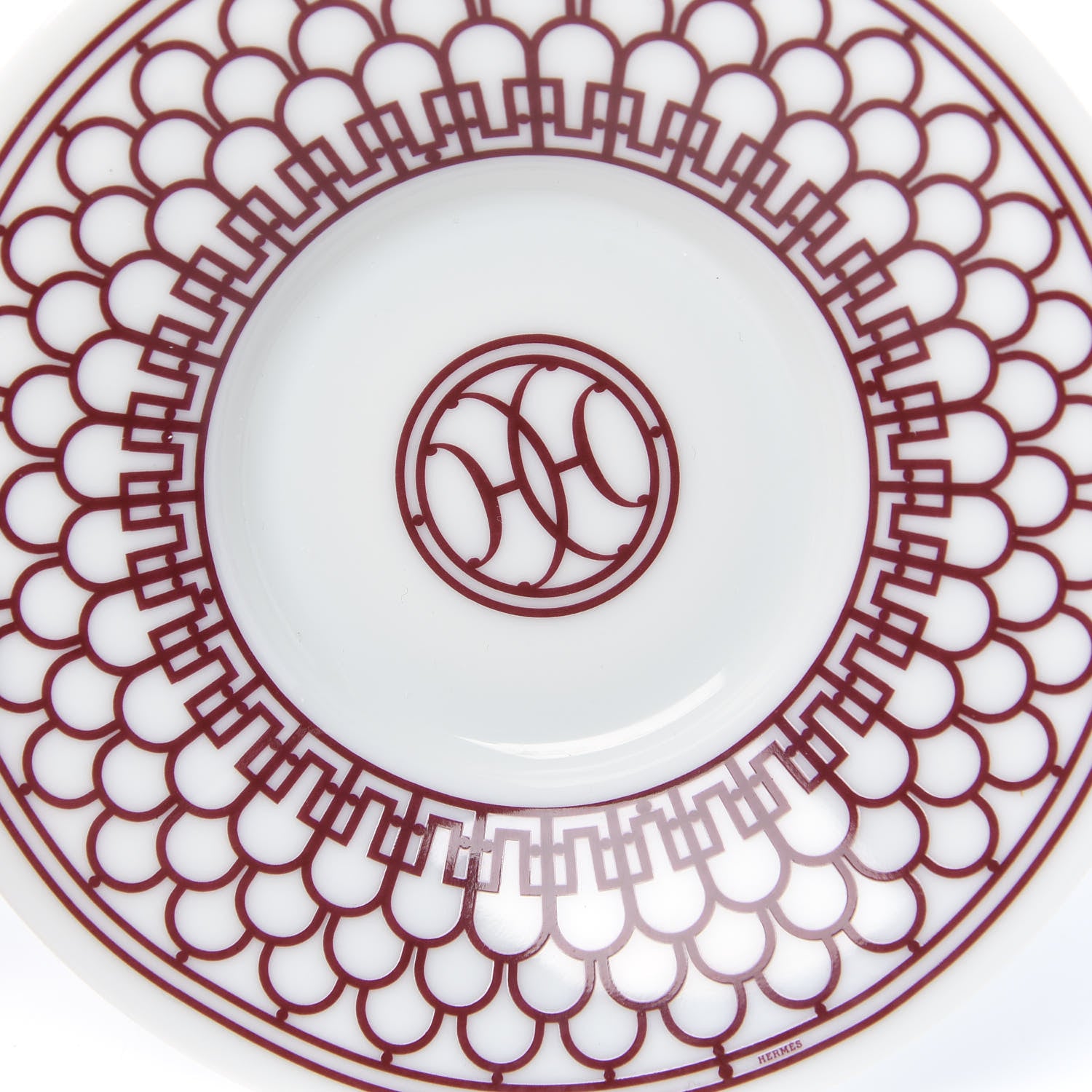 Hermes Porcelain H Deco Coffee Cup And Saucer Set Of 2 Rouge 3 of 6