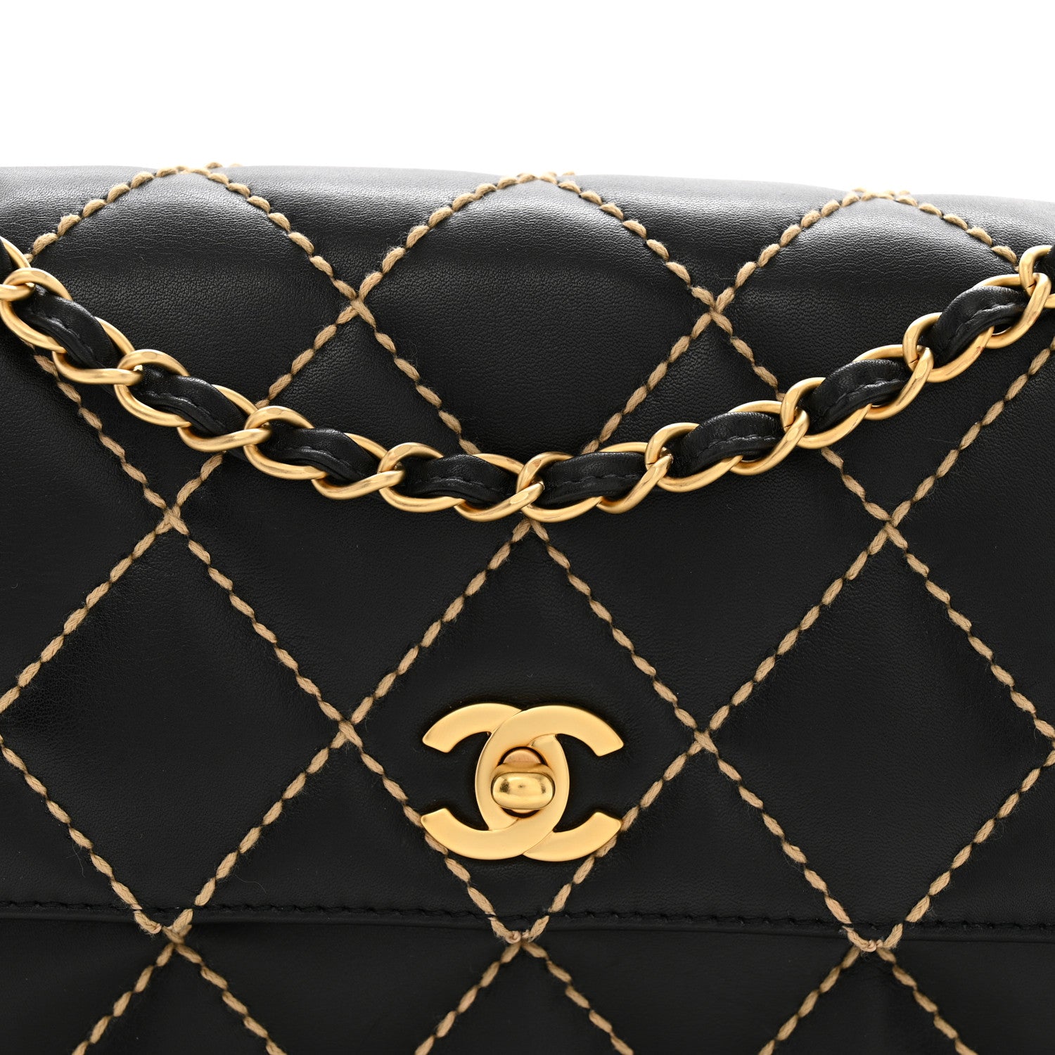 Chanel Calfskin Quilted Contrast Stitch Medium Flap Black 7 of 9