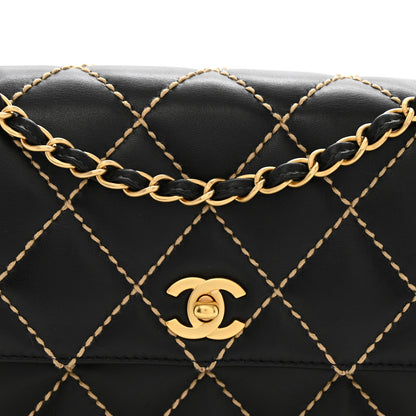 Chanel Calfskin Quilted Contrast Stitch Medium Flap Black 7 of 9