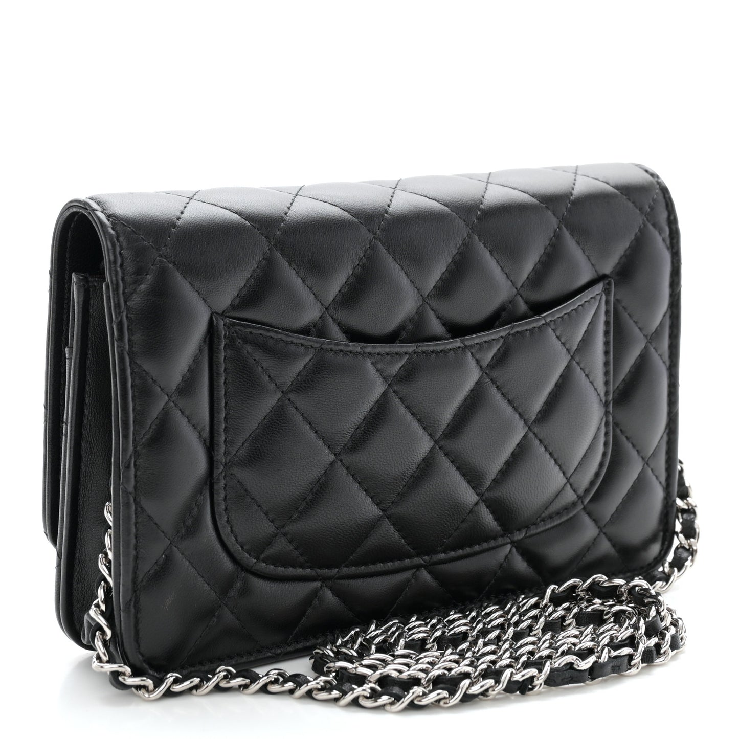 Lambskin Quilted Wallet On Chain WOC Black