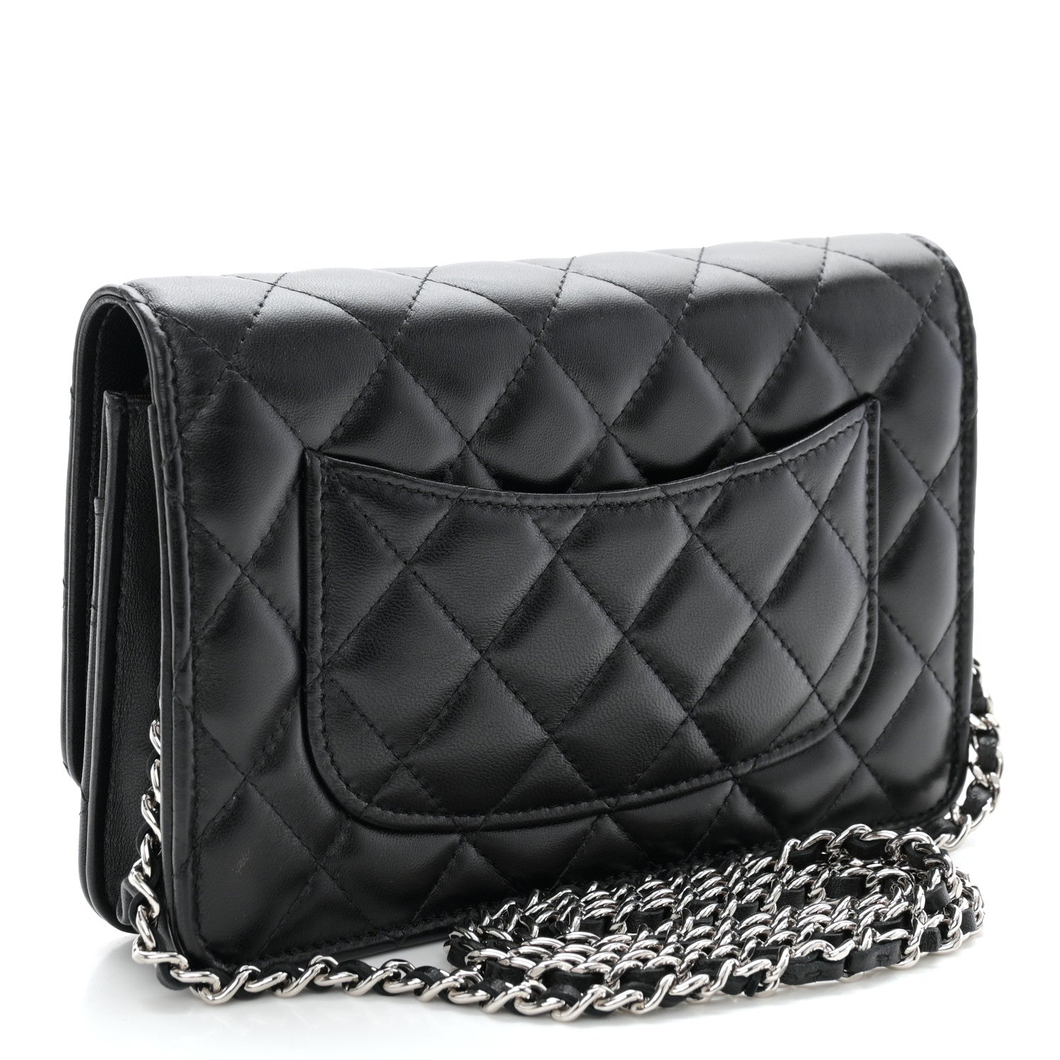 Chanel Lambskin Quilted Wallet On Chain WOC Black 3 of 12