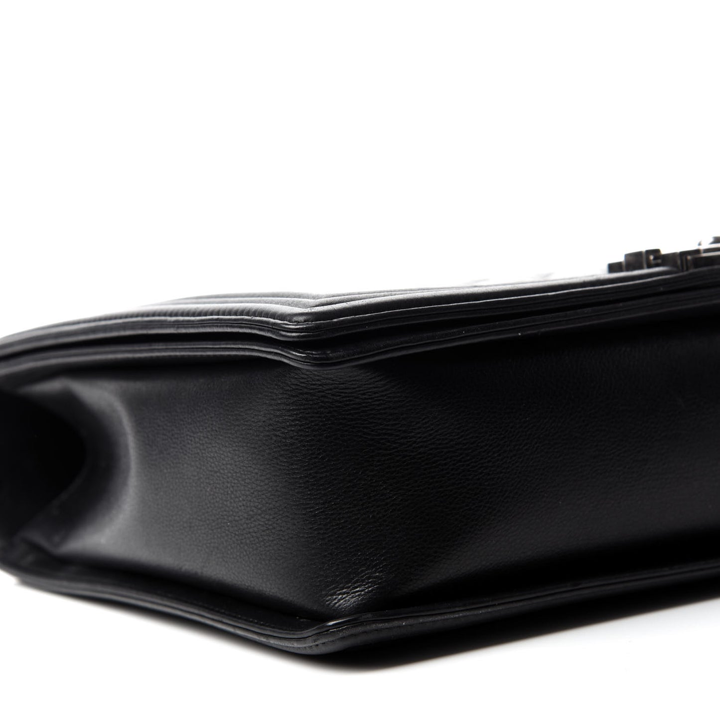 Calfskin Quilted Large Boy Flap Black