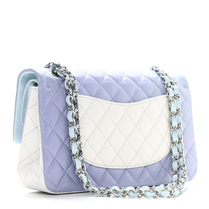 Chanel Perforated Lambskin Quilted Medium Double Flap Light Blue Light Purple White 3 of 12