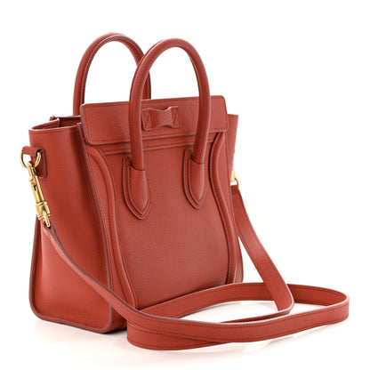 Celine Drummed Calfskin Nano Luggage Terracotta 3 of 11