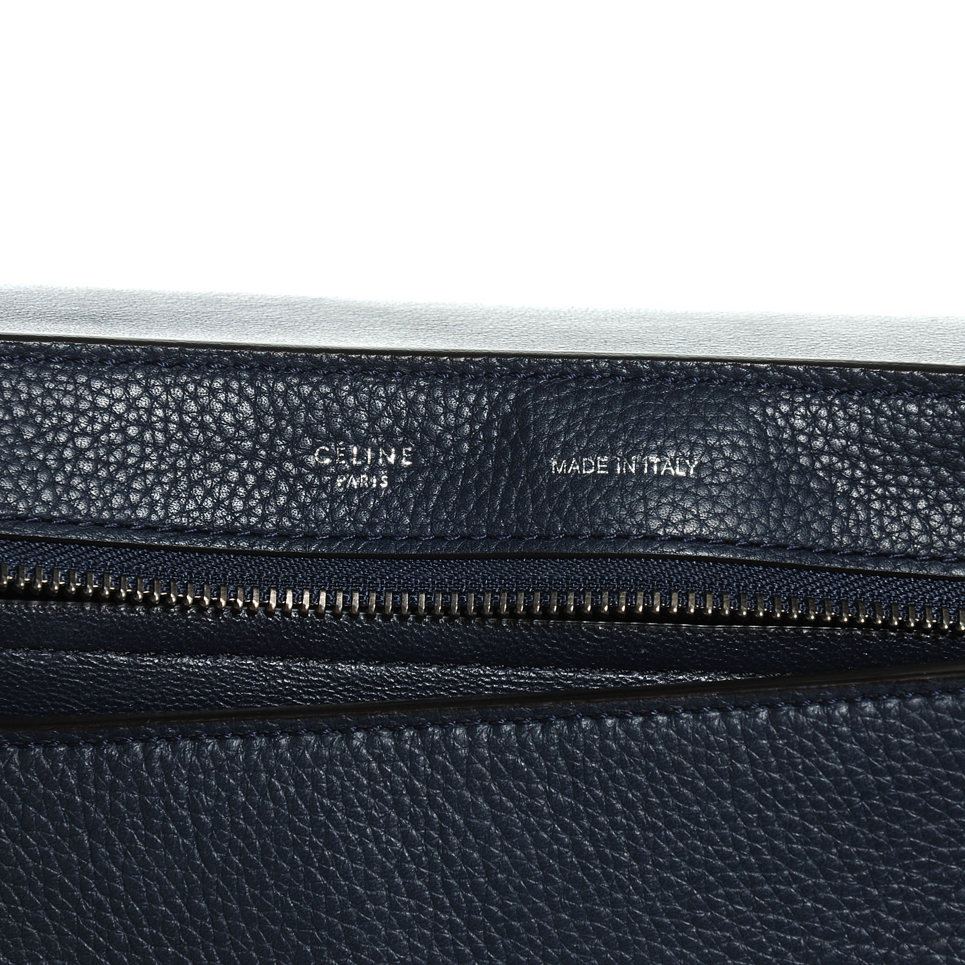 Celine Drummed Leather and Suede Small Trapeze Navy 5 of 8