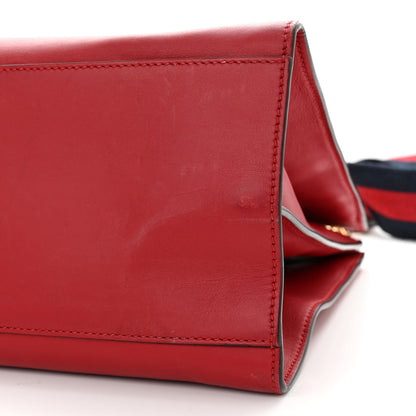 Gucci Nappa Bamboo Web Medium Nymphaea Top Handle Bag Hibiscus Red 11 of 19