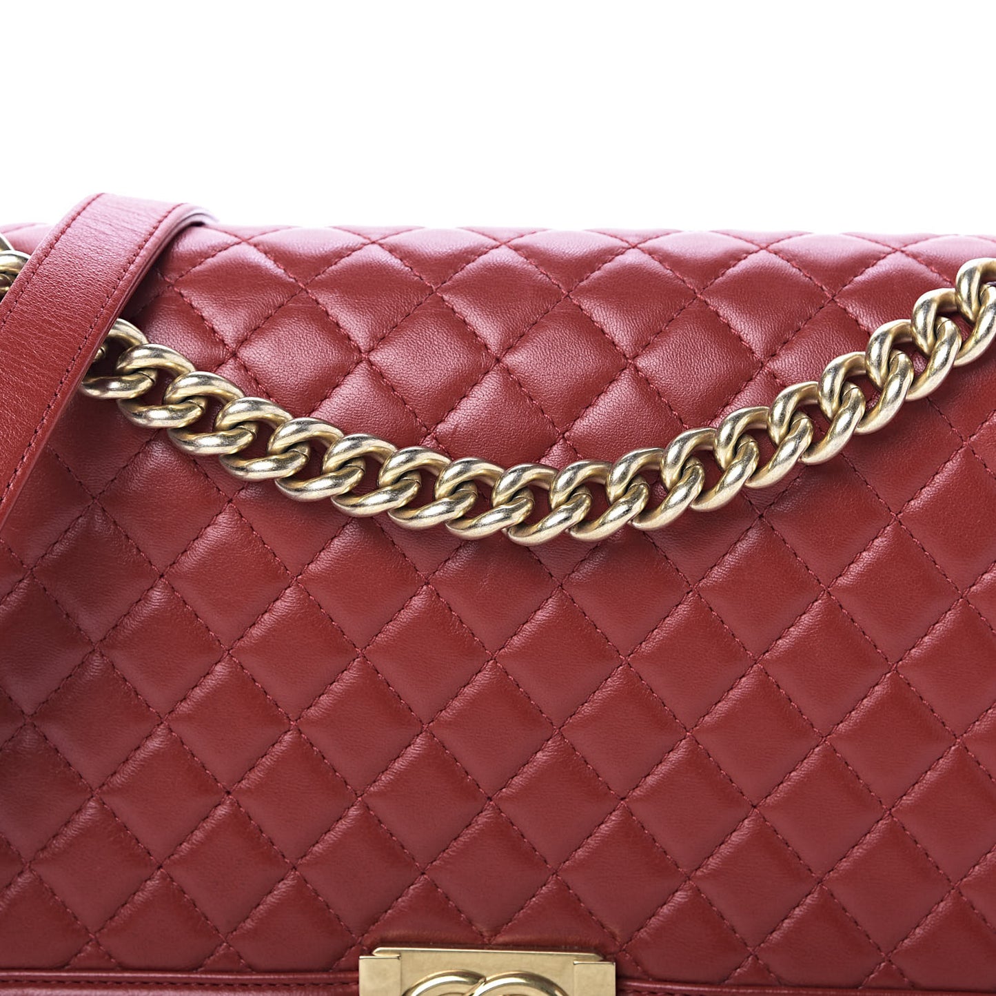 Lambskin Quilted New Medium Boy Flap Red