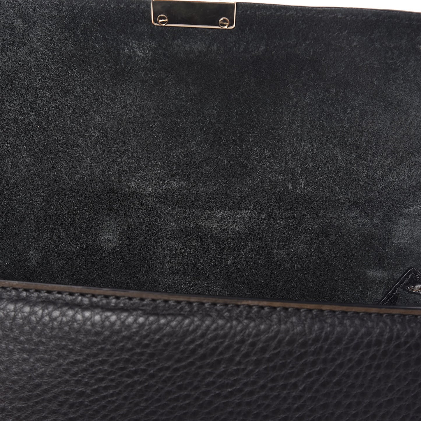 Pebbled Calfskin Medium Glam Lock Rockstud Flap Black