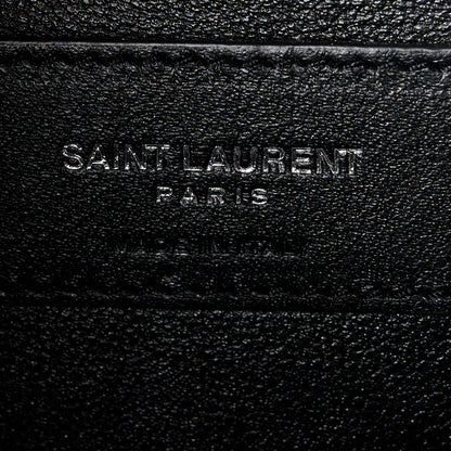 Saint Laurent Grain De Poudre Textured Mixed Matelasse Triquilt Medium Monogram Satchel Black 7 of 12