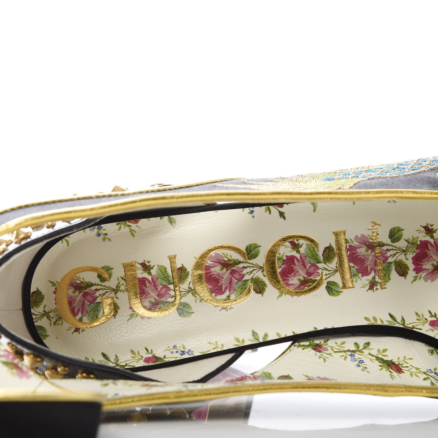 Gucci Satin Embroidered Dragon Caspar Pumps 38.5 Black 8 of 10