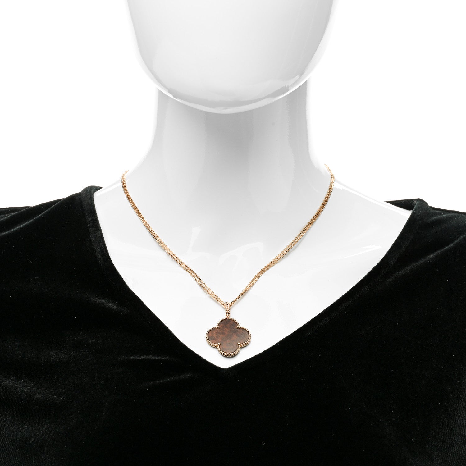 Van Cleef & Arpels 18K Rose Gold Letterwood Magic Alhambra Long Necklace 2 of 5