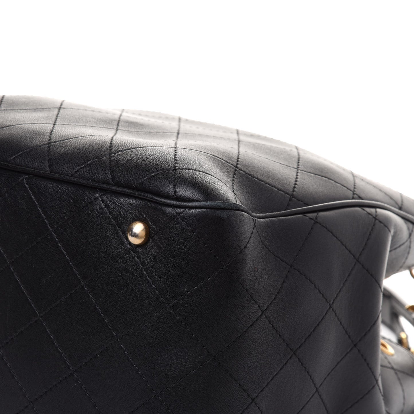 Calfskin Stitched Egyptian Amulet Drawstring Bag Black