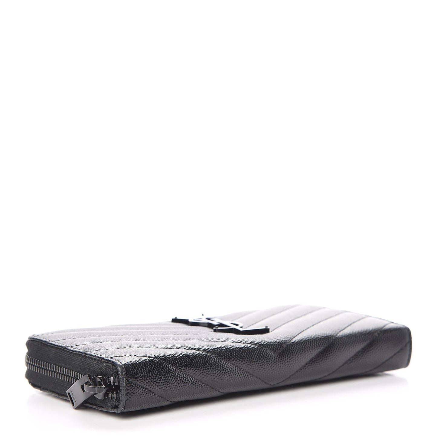 Grain De Poudre Matelasse Chevron Monogram Zip Around Wallet Black