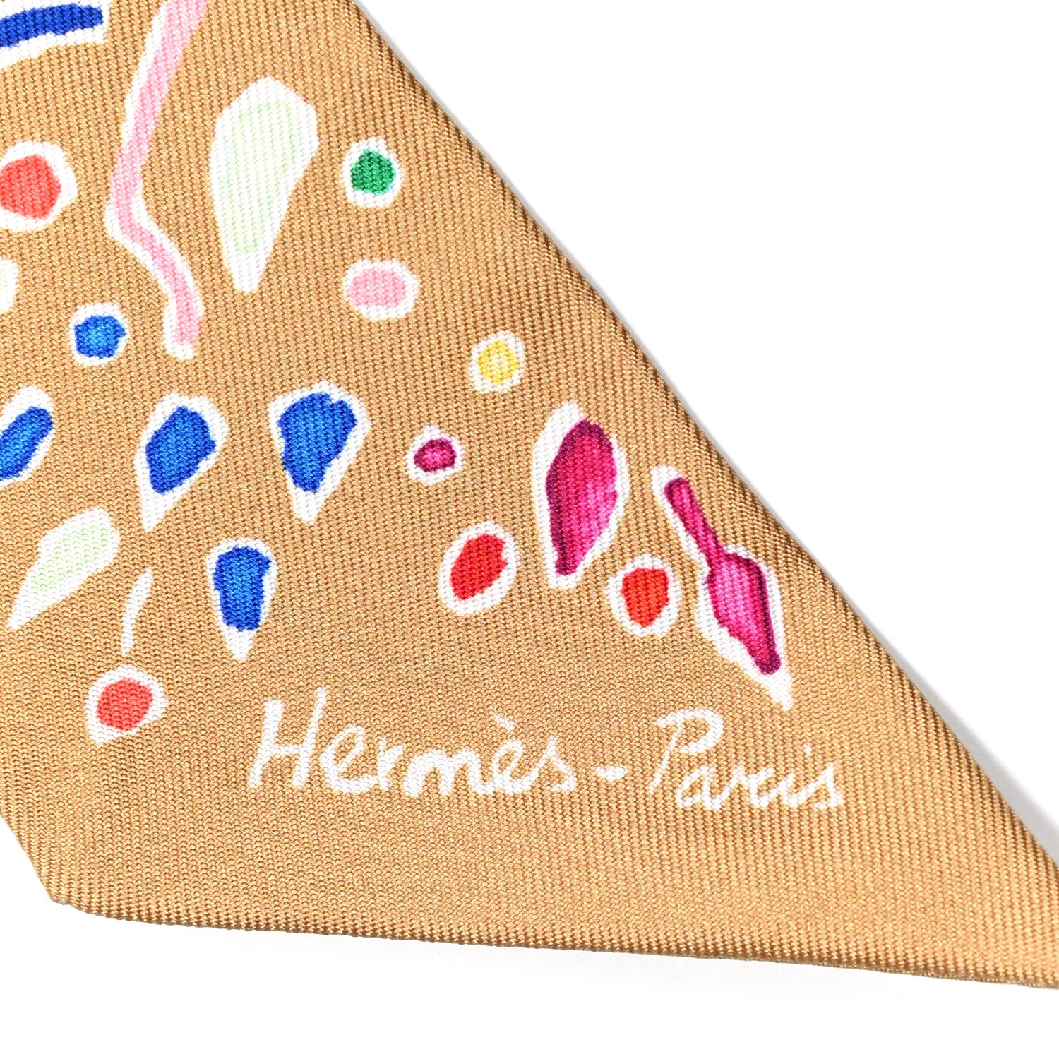 Hermes Silk Isola Di Primavera Twilly Camel Bleu Vif Fuchsia 5 of 5