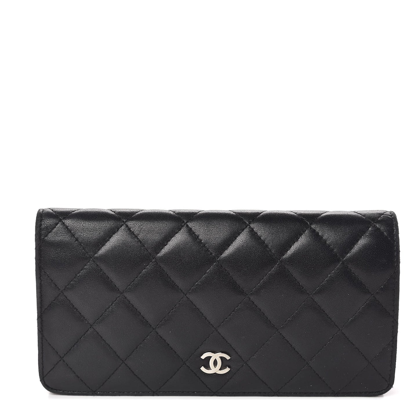 Lambskin Quilted Yen Wallet Black