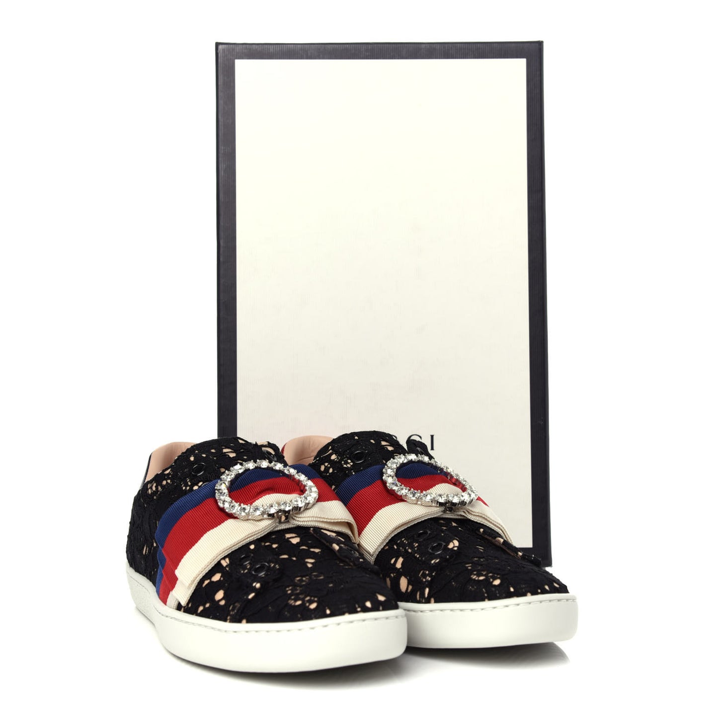 Lace Crystal Sylvie Web Flower Leaf Womens Ace Sneakers 36 Black Tan Beige