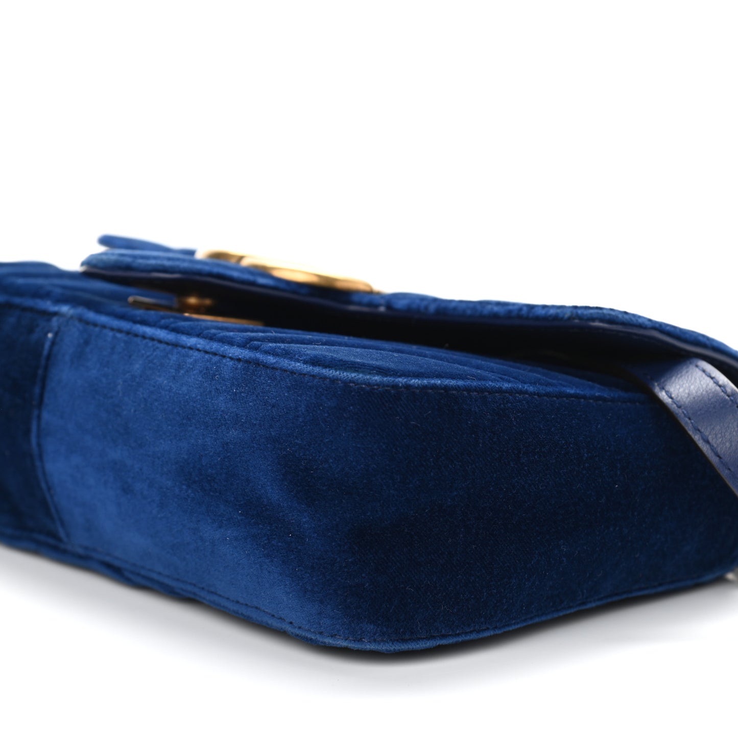 Velvet Matelasse Mini GG Marmont Shoulder Bag Cobalt Blue