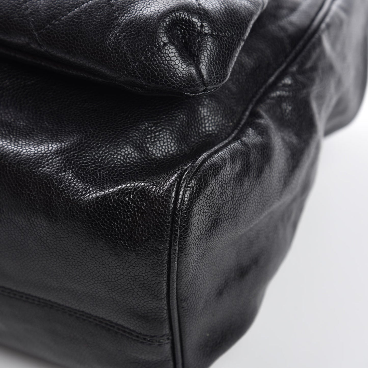 Glazed Caviar Large Pocket In The City Tote Black