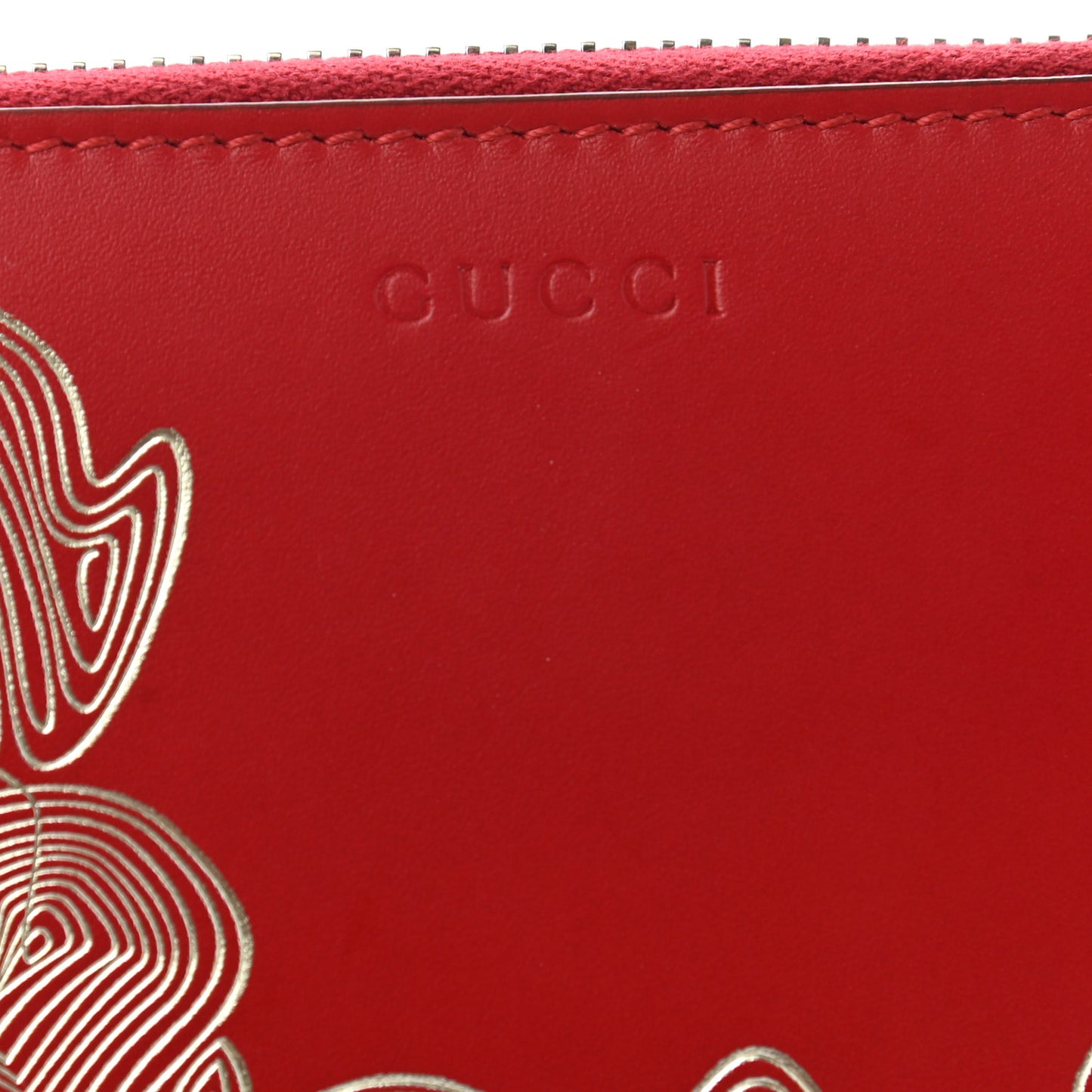 Calfskin Chinese New Year Zip Around Wallet Red