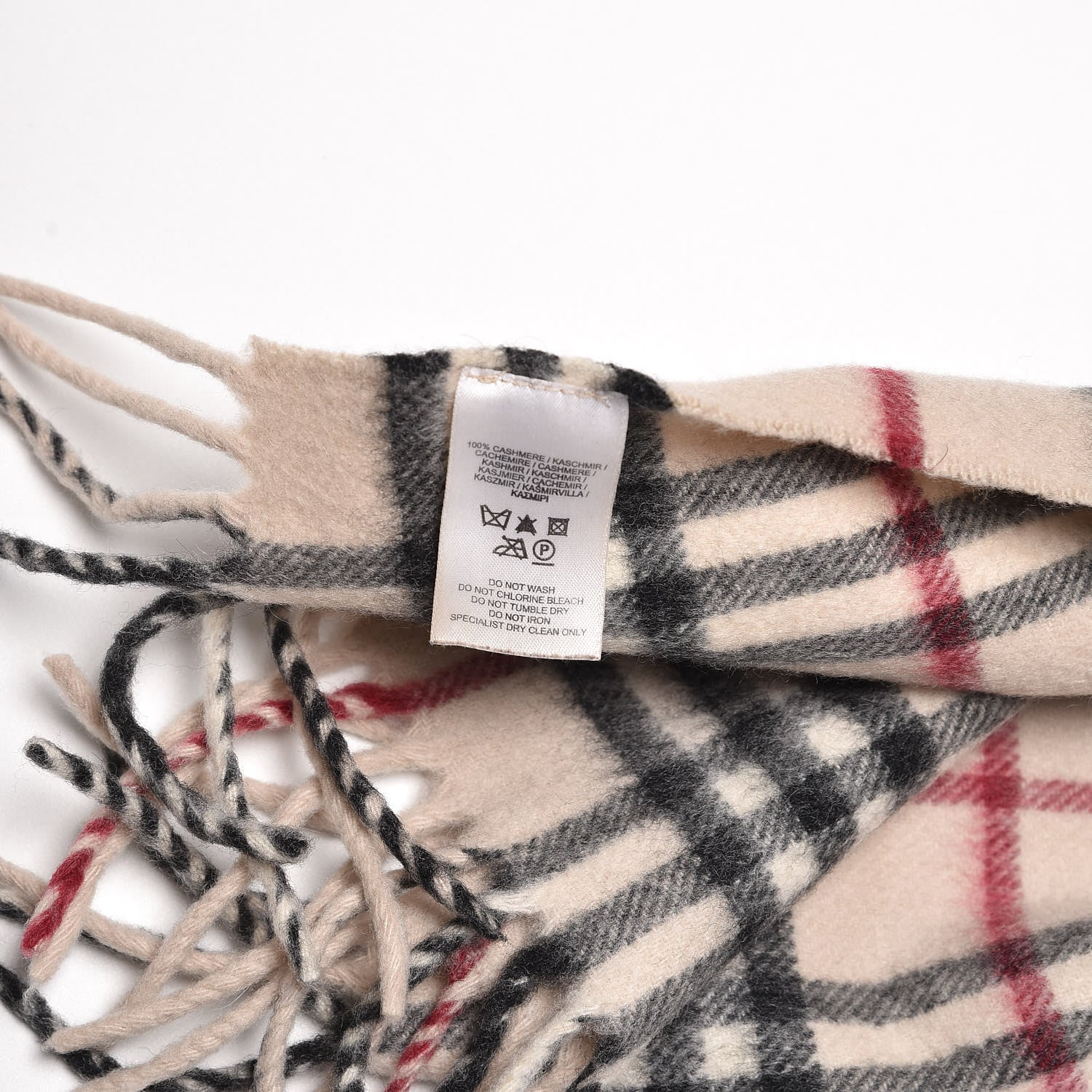 Burberry Cashmere House Check Fringe Scarf Beige 5 of 5