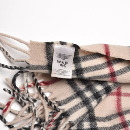 Burberry Cashmere House Check Fringe Scarf Beige 5 of 5