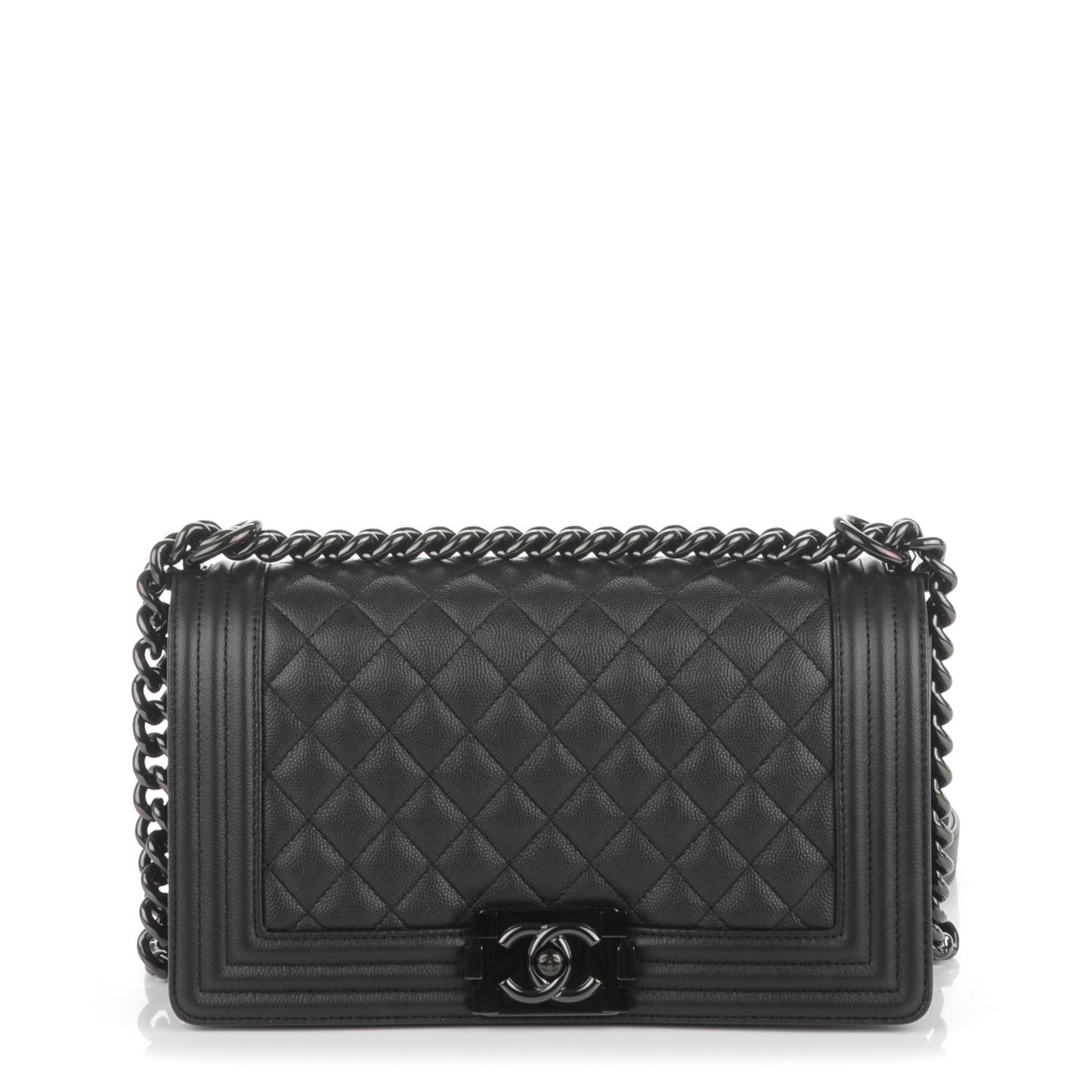 Caviar Quilted Medium Boy Flap So Black