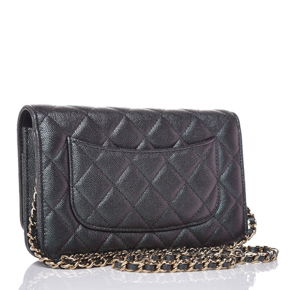 Chanel Iridescent Caviar Quilted Wallet On Chain WOC Black 3 of 12